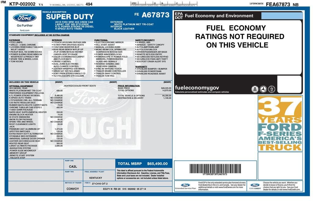 2015 Ford Super Duty F-350 SRW Platinum