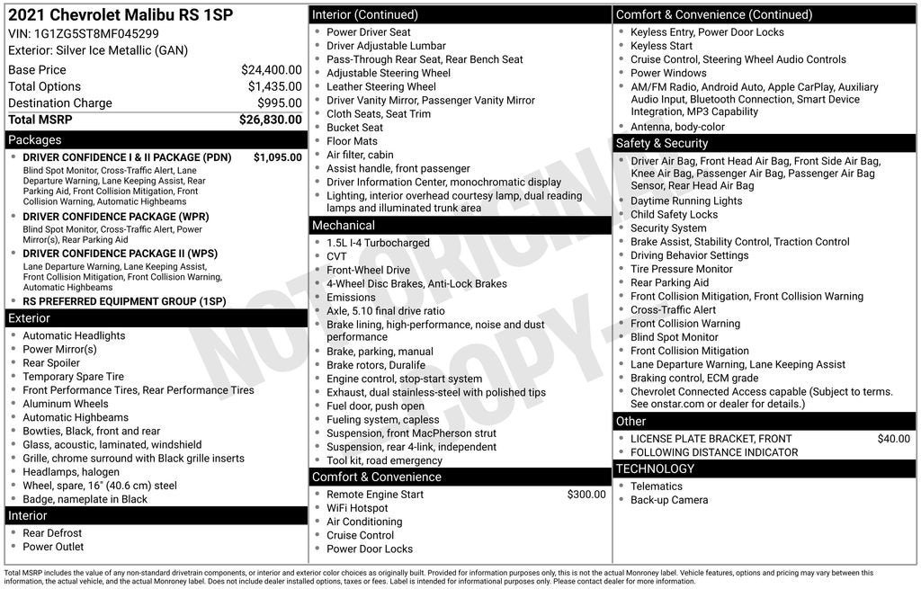 2021 Chevrolet Malibu RS