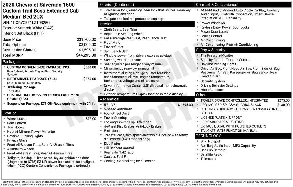 2020 Chevrolet Silverado 1500 Custom Trail Boss