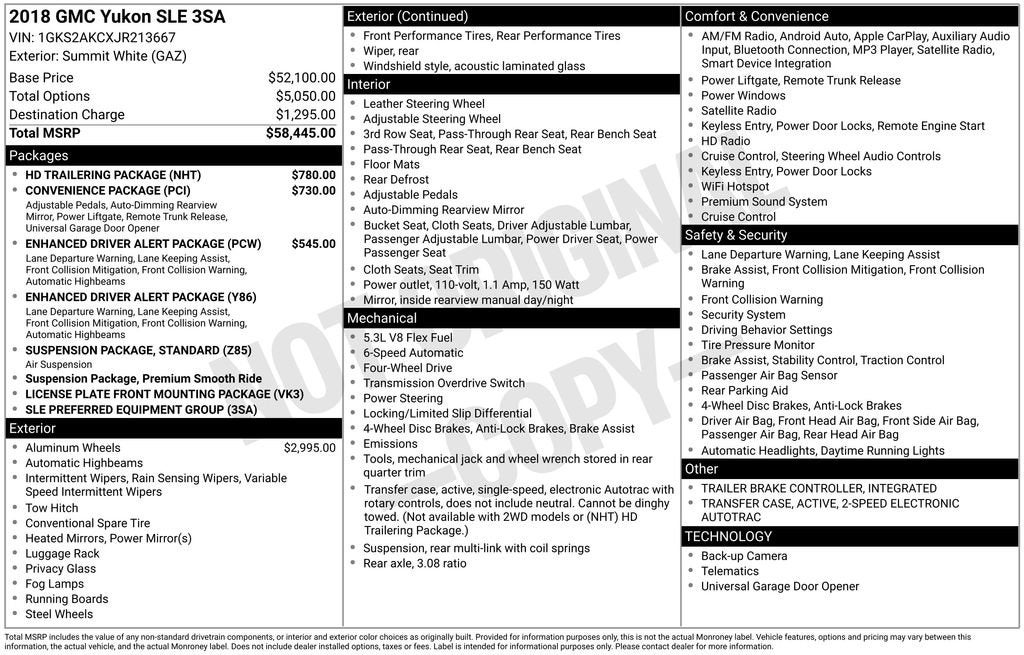 Used 2018 GMC Yukon SLE with VIN 1GKS2AKCXJR213667 for sale in Brockport, NY