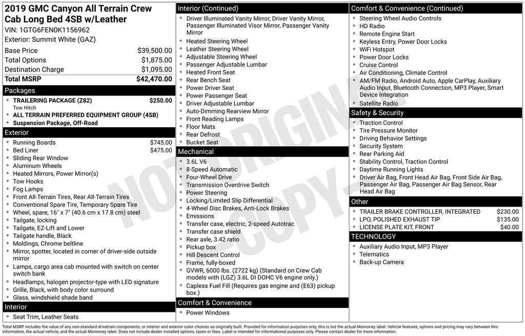 2019 GMC Canyon 4WD All Terrain w/Leather