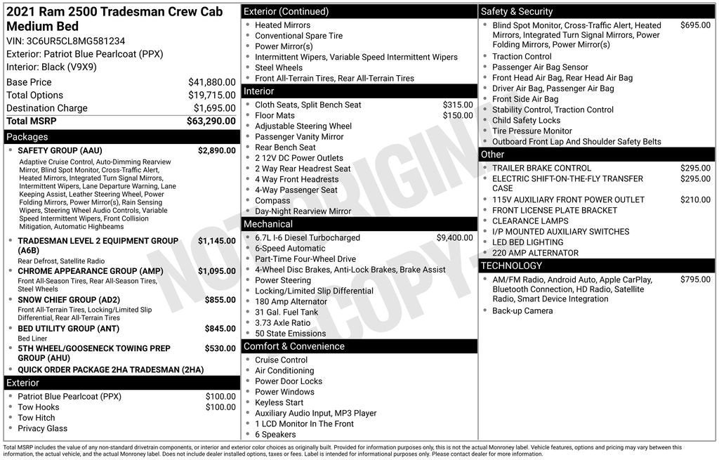 2021 RAM 2500 Tradesman