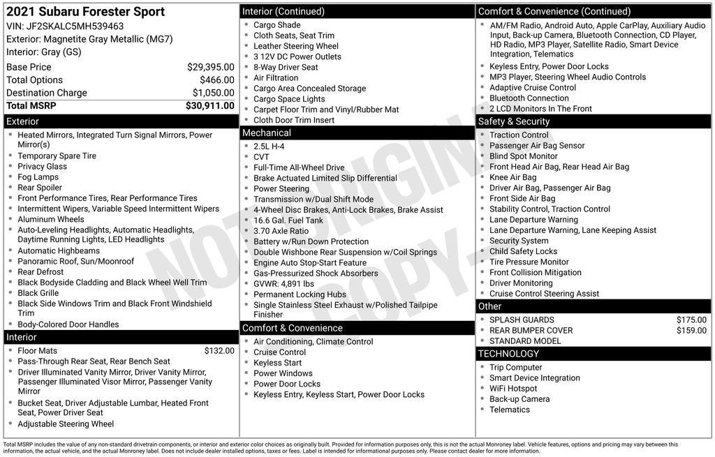 2021 Subaru Forester Sport