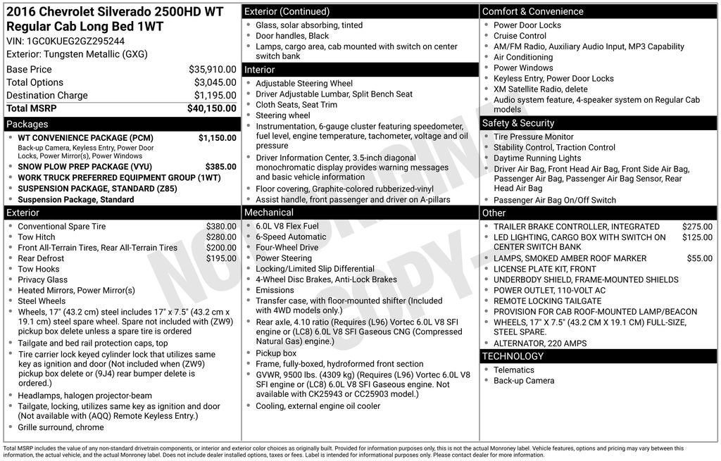 2016 Chevrolet Silverado 2500 HD Work Truck