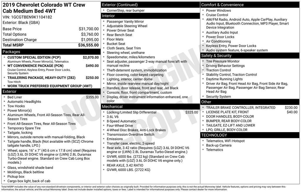 2019 Chevrolet Colorado 4WD Work Truck