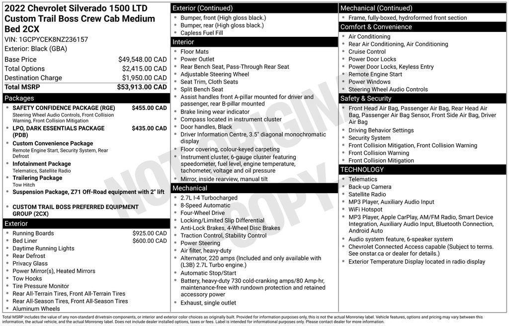 2022 Chevrolet Silverado 1500 LTD Custom Trail Boss