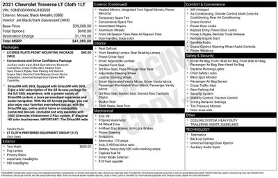 2021 Chevrolet Traverse LT Cloth