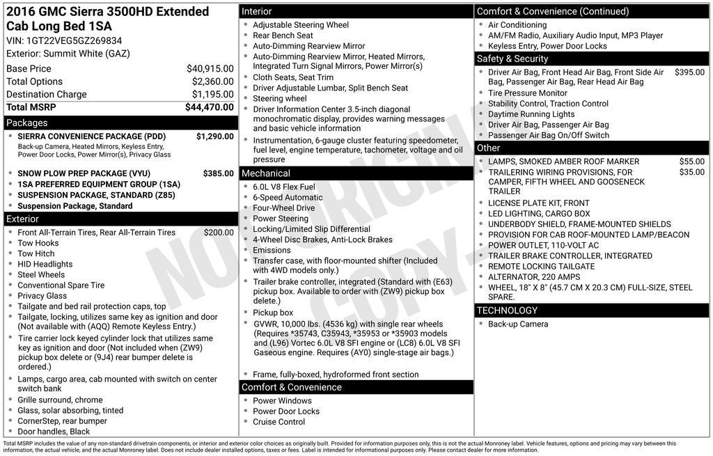 2016 GMC Sierra 3500 HD NA