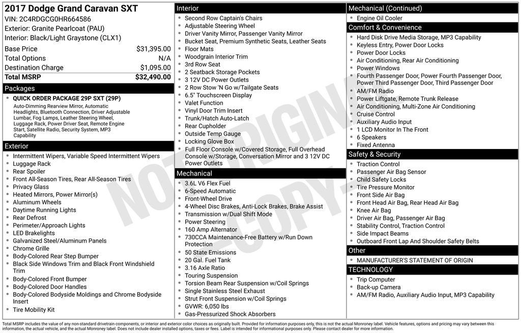 2017 Dodge Grand Caravan SXT