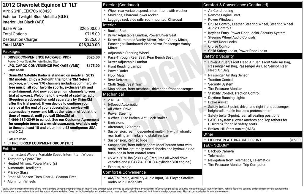 2012 Chevrolet Equinox LT w/1LT