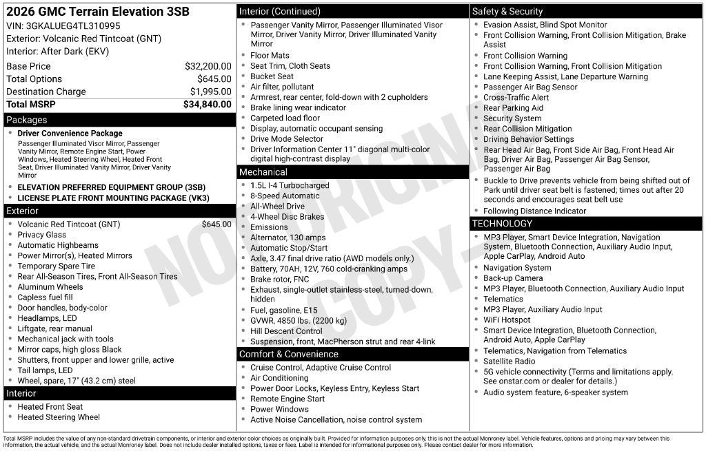 2026 GMC Terrain Elevation
