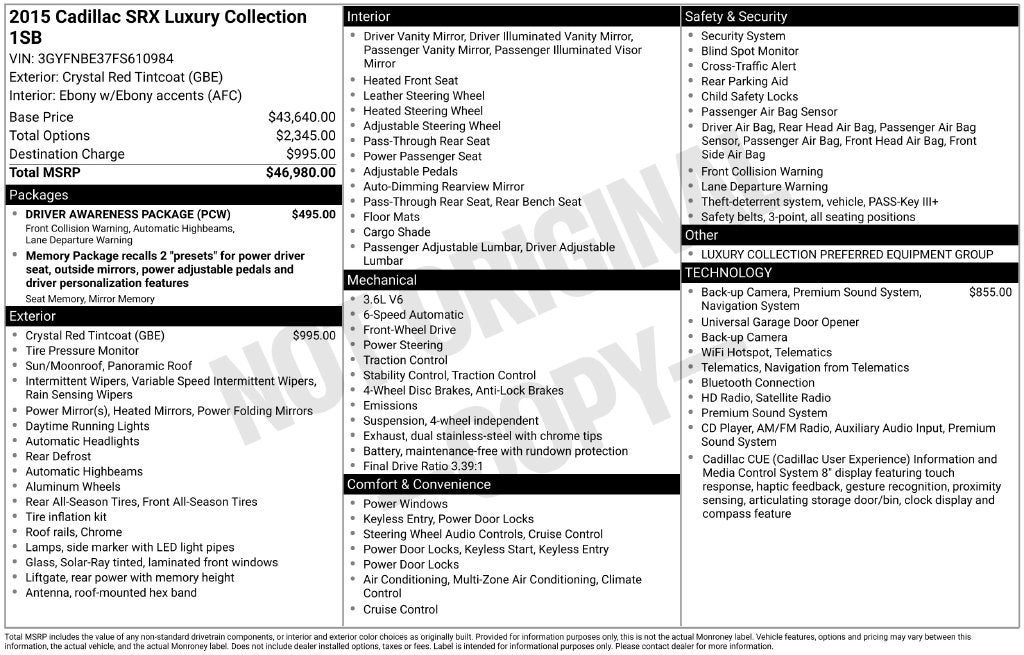 2015 Cadillac SRX Luxury Collection