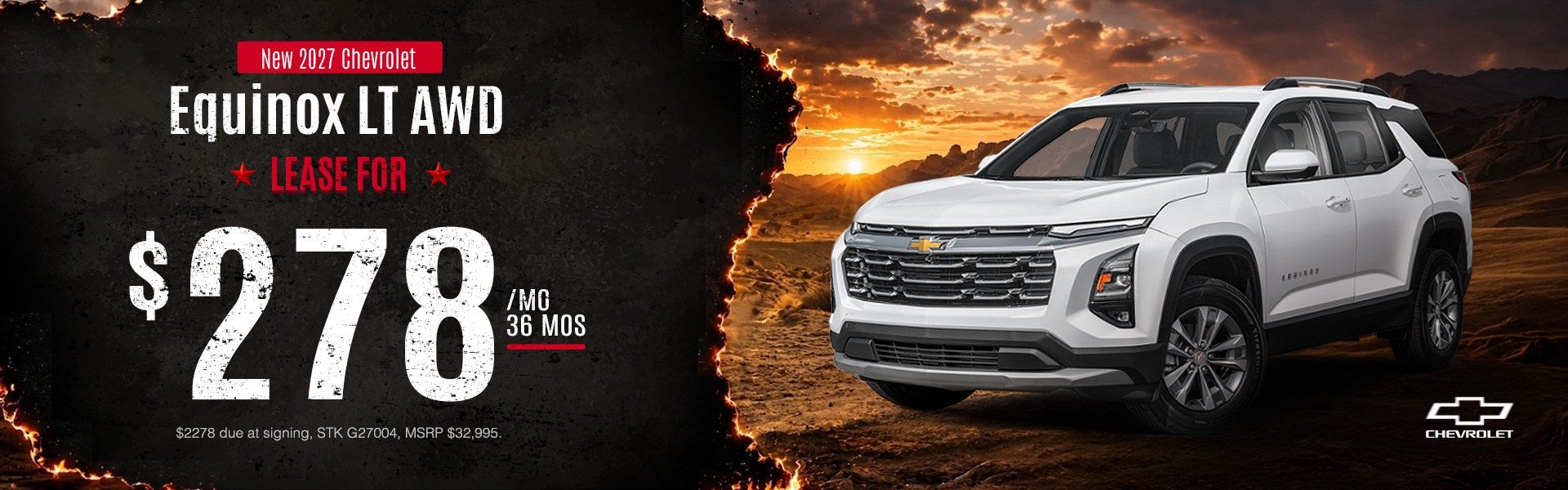 New 2027 Chevrolet Equinox LT AWD Lease for $278/mo 36 mos